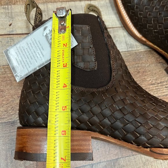 Men's Western Cowboy Woven Leather Half ANKLE Chelsea Boot Booties Botin VAQUERO - Picture 10 of 11